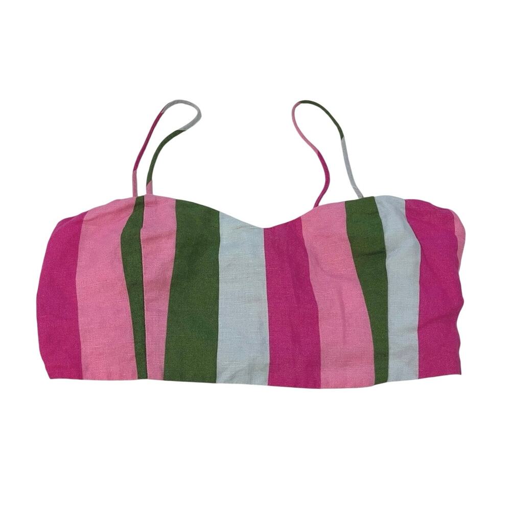 Zara Striped Crop Top Pink Green Blue Size S